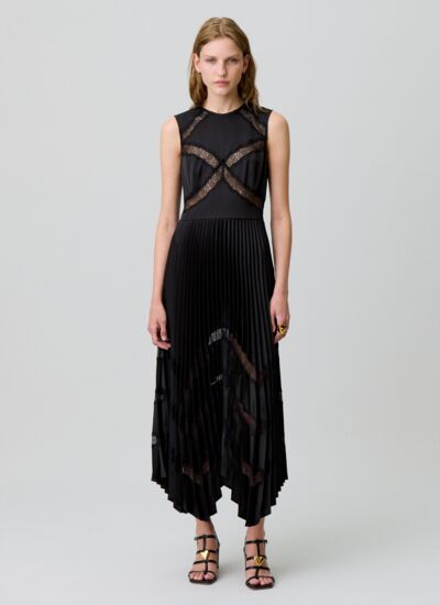 Claudie pierlot Robe longue satinée plissée