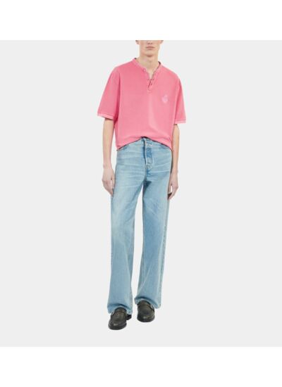 Polo En Coton Piqué Rose Homme