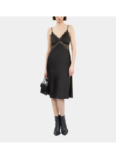 Robe Nuisette Courte Noire En Soie Femme