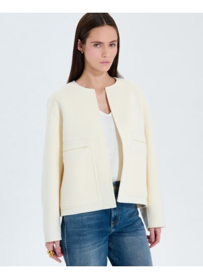 Manteau court double face écru