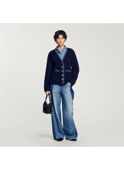 Cardigan à détails denim