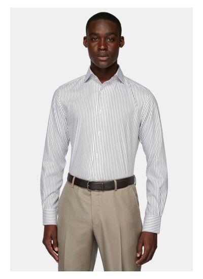 Chemise Rayée En Coton Dobby Regular Fit