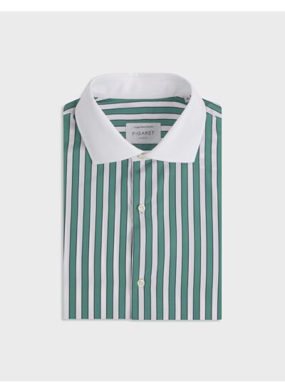 Chemise semi-ajustée rayée verte