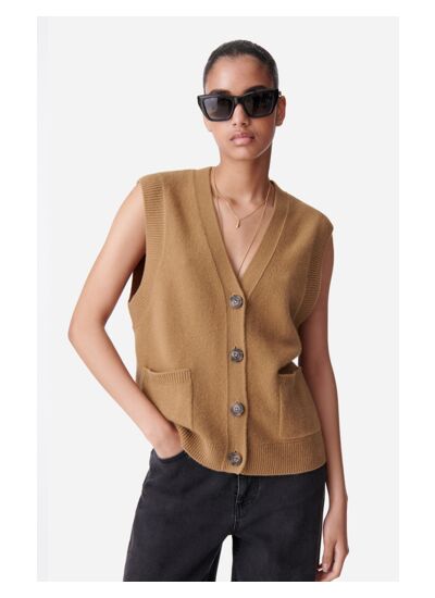 Cardigan Sans Manches Dashley En Laine & Yack