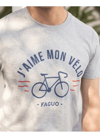 T-shirt col rond blanc J'aime mon vélo