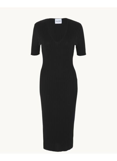 Robe Ainura Robe Col V Manches Courtes Soie et Cachemire, 1 fil