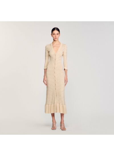 Robe longue en maille strassée