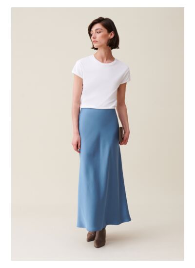 Jupe midi fluide satinée