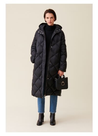 Doudoune longue capuche matelassée