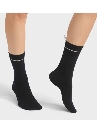 Chaussettes unisexe en coton modal côtelé Noir Dim Icons