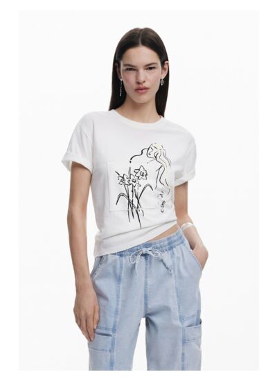 T-shirt florale silhouette féminine