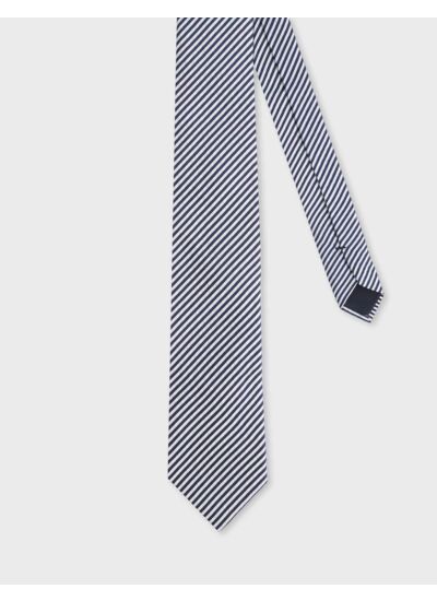 Cravate en seersucker rayée marine