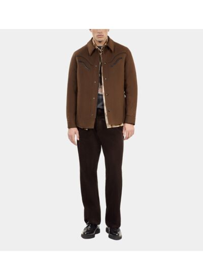 Blouson Style Surchemise En Flanelle Marron Homme