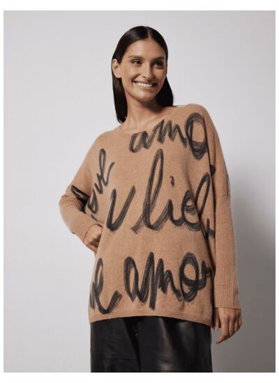 Pull poncho imprimé cachemire Amour CAMEL CHINE