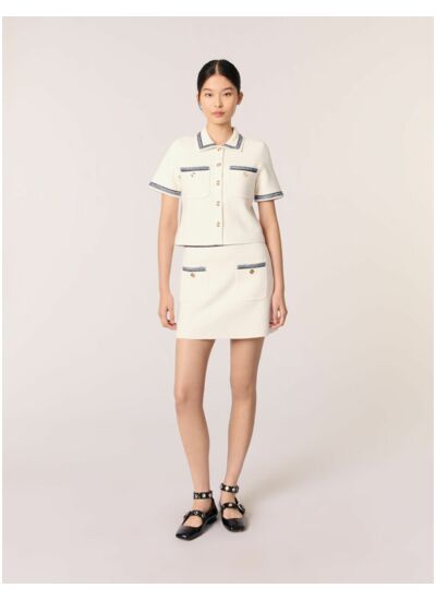 Cardigan court et galons contrastés