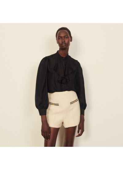 Chemise en soie à col jabot