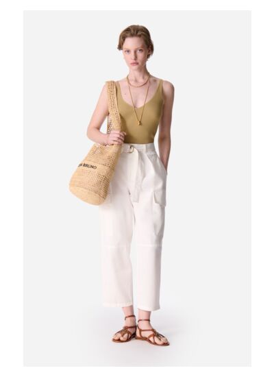 Pantalon Edan En cuir de chèvre, imprimé serpent