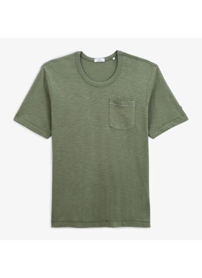 T-shirt slub Tony vert avocat poche poitrine