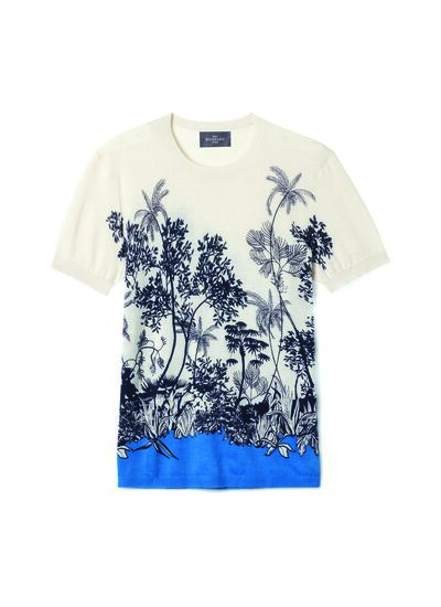 Col rond imprimé palmiers - Femme - BLEU BRUNNERA