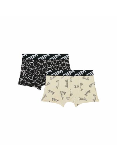 Lot de 2 boxers garçons en microfibre recyclée motif skate Dim Micro