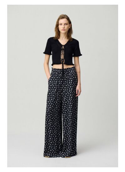 Pantalon large fluide imprimé