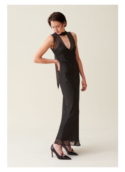 Robe longue transparente à pois