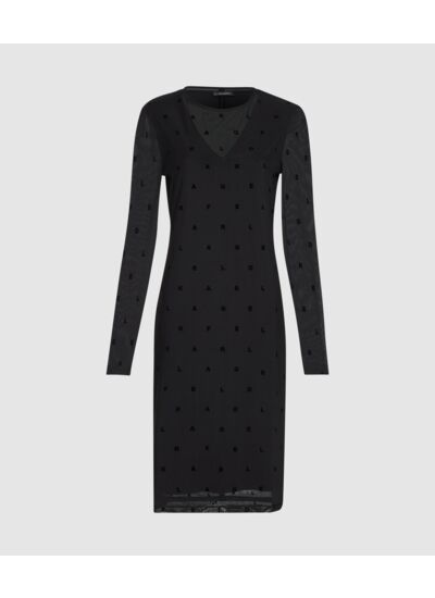 FLOCK AOP MESH DRESS