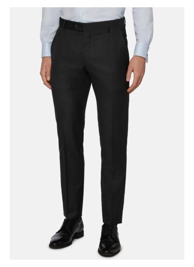 Pantalon Anthracite En Laine Super 130 Slim Fit