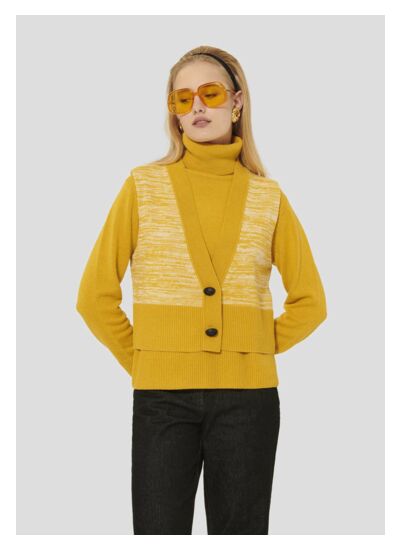 Gilet Gilles-Jaune Citron en Laine Rws