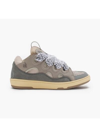 Lanvin Leather Curb Sneaker Grey White