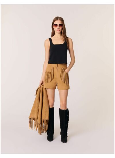 Short à franges en nubuck