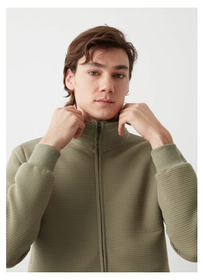 Sweat zippé à rayures milleraies en Ottoman