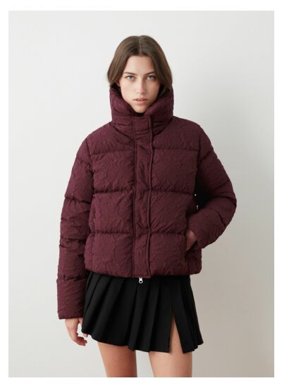 Doudoune courte à motif floral 3D