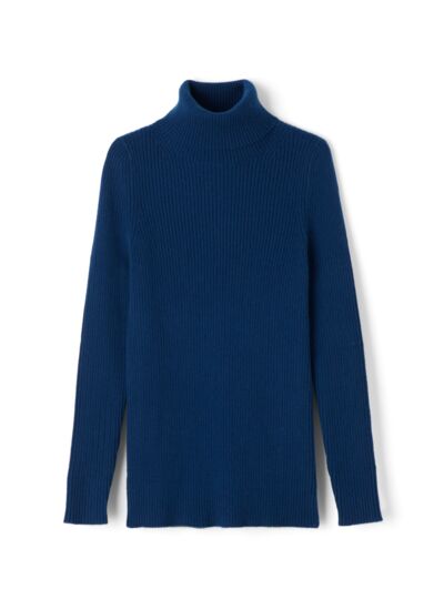 Col roulé à côtes - Femme - BLEU PHARE