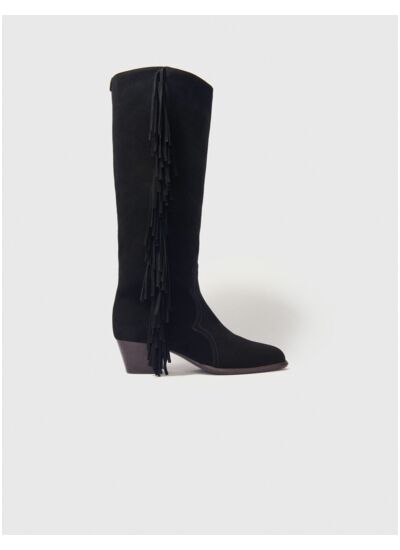Bottes western en suède à franges