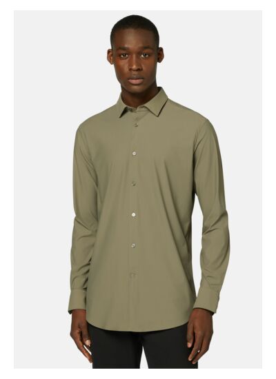 Chemise Kaki En Nylon Extensible Slim