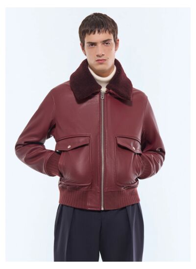 Bombardier en cuir à col amovible