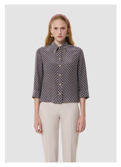 Chemise Charlot-grise imprimé mini coeurs