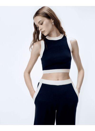 Pull Sans Manche Bicolore