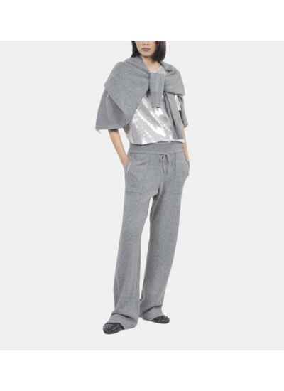 Pantalon En Laine Et Cachemire Gris Femme