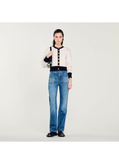 Cardigan bicolore en laine
