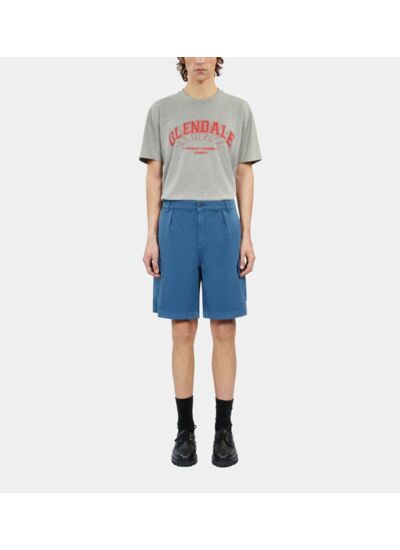 Short Cargo Bleu En Coton Et Lin