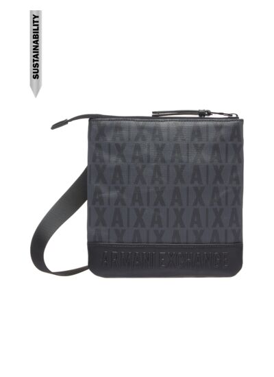 Sac à bandoulière plat pour homme - asphalte/noir