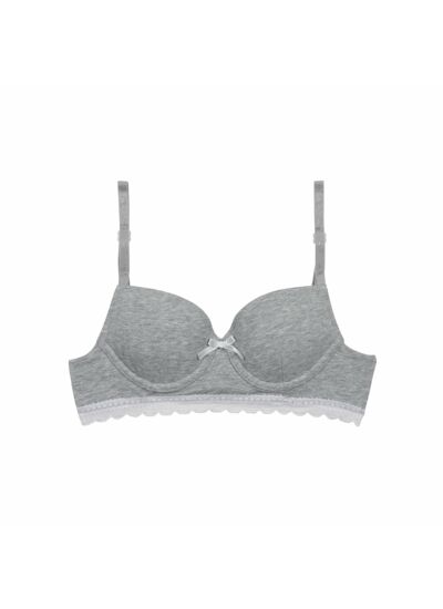 Soutien-gorge fille à coques moulées en coton stretch Gris Dim Trendy