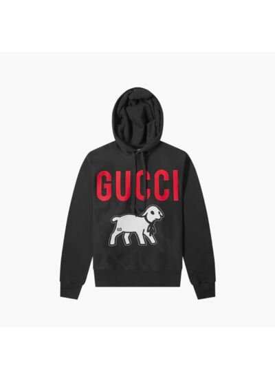 Gucci Gucci Lamb Logo Printed Hooded Drawstring