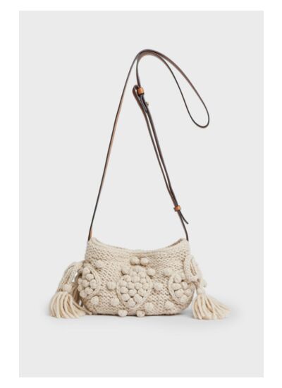 SAC WOOL MINI 24 EN TRICOT ET CUIR MINI 24
