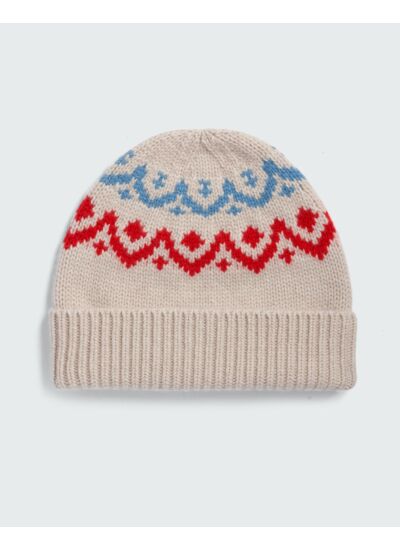 Bonnet jacquard fairisle - Accessoire - AVOINE/ROUGE GORGE