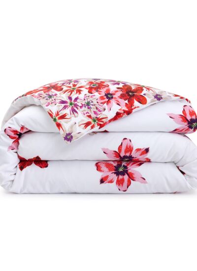 Kenzo - Housse de couette en satin rouge, K Fleur