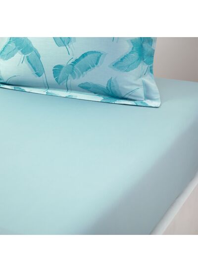 Yves Delorme - Drap housse en satin de coton bleu, Le Cap