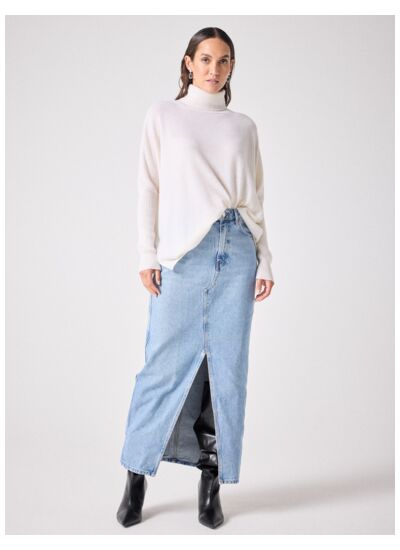 Pull poncho col roulé cachemire Margareth ECRU